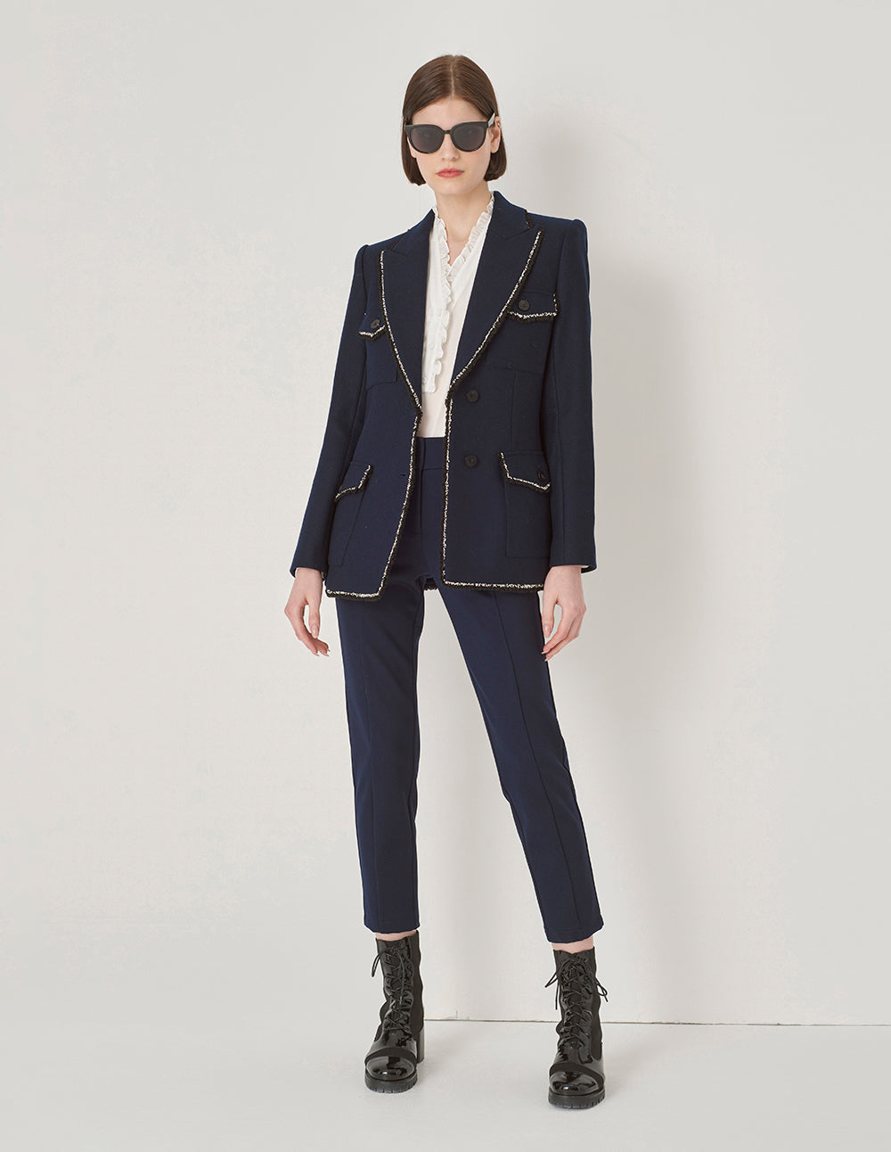 MARYLING Dark Blue Classic Fit Stretch Pants