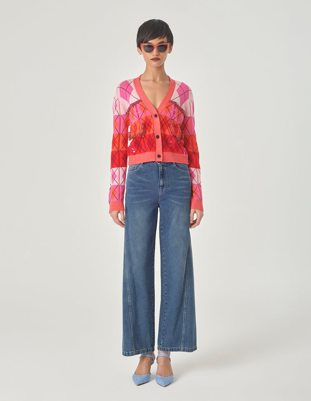 MARYLING Denim Blue Loose Fit Denim Trousers