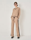 MARYLING Camel Contrast Knitted Trousers