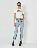 MARYLING Contrast Striped Denim Cropped Pencil Pants