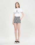 MARYLING Chic Strip Pattern Slim Fit Shorts