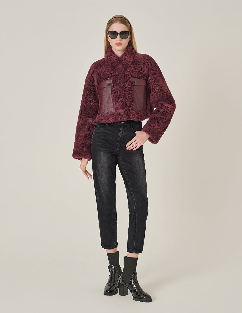 MARYLING Denim High-Waisted Black Washed Harem Pants