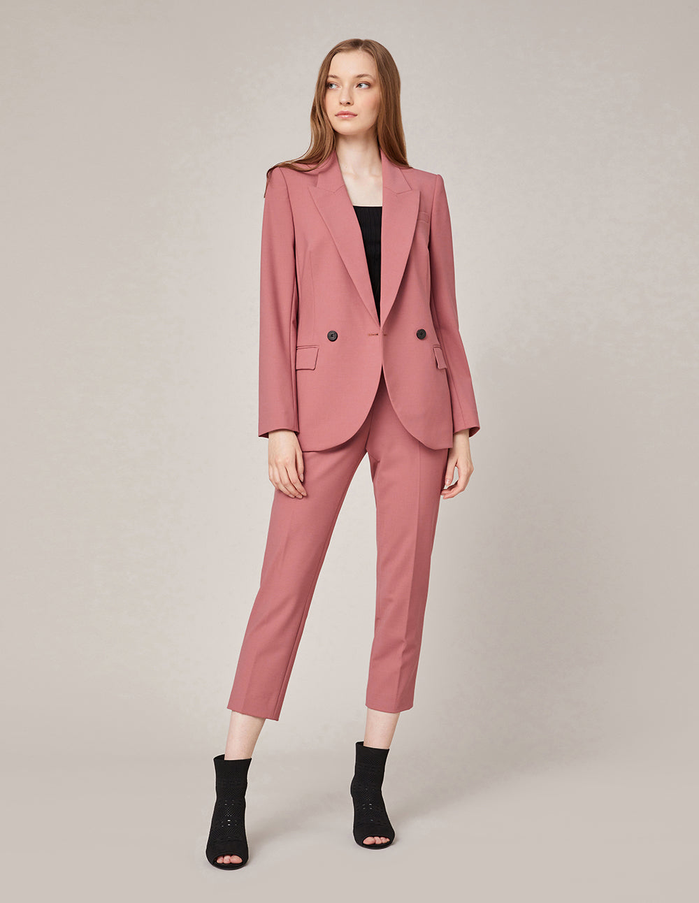 MARYLING Crop Leg Mid-Rise Suit Trousers
