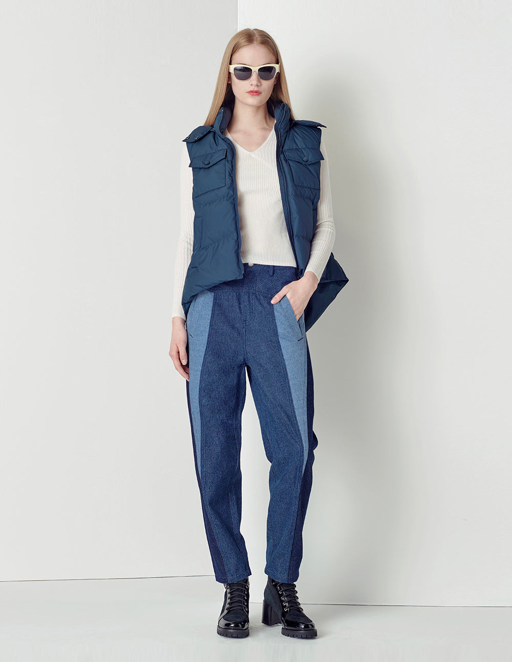 MARYLING Black and pink plaid houndstooth ankle suit pants