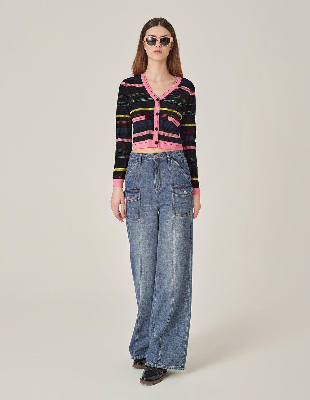 MARYLING Denim Blue Pocket Work-Style Jeans