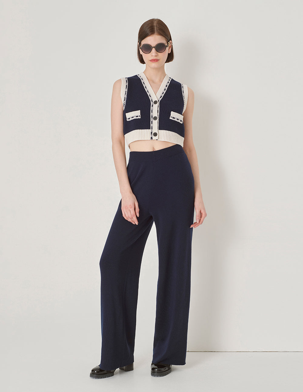 MARYLING Dark Blue Wool Knit Trousers