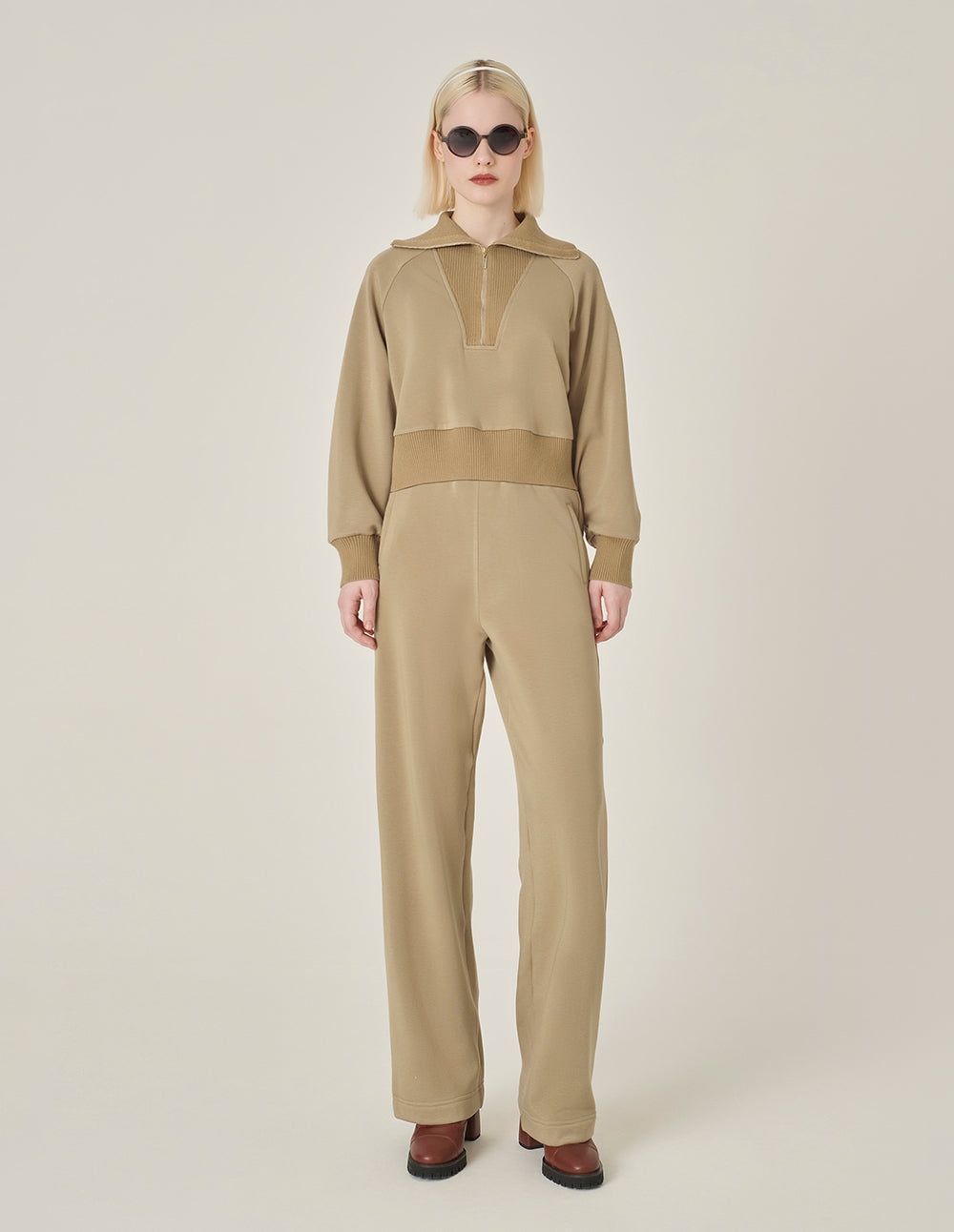 MARYLING Camel Loose Straight Trousers