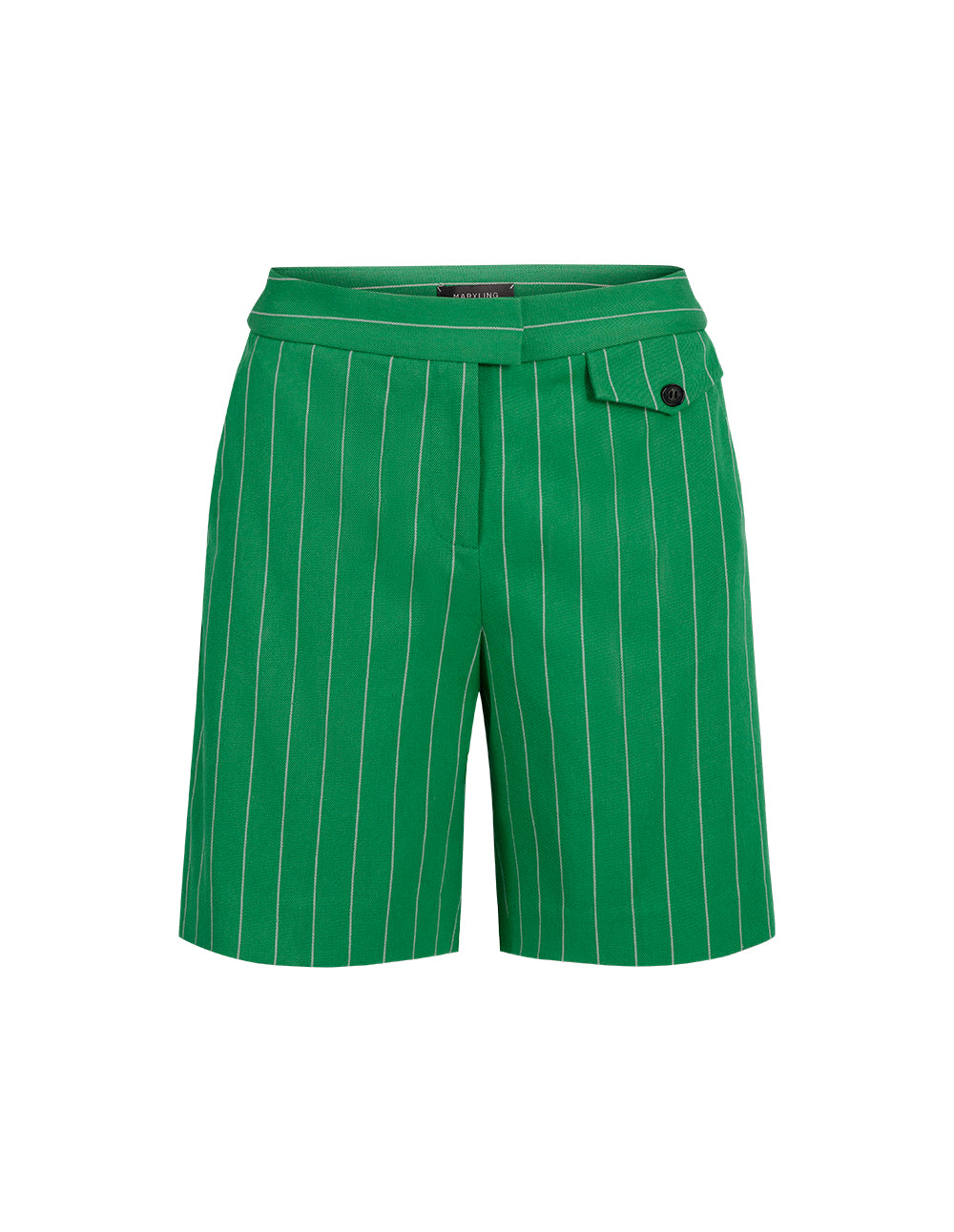 MARYLING Green Bottom White Striped Bermuda Shorts