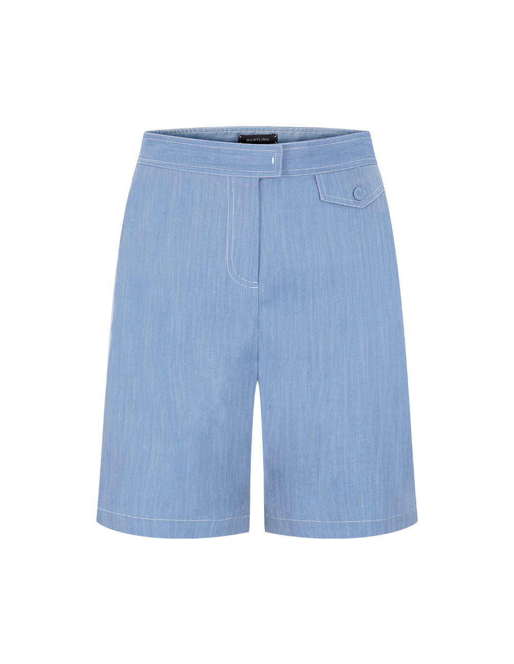 MARYLING Denim Blue Mid-Rise Slanted Pocket Trousers