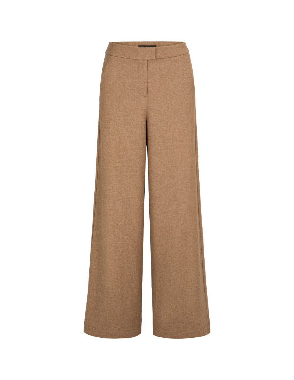 MARYLING Camel Wool High-Waist Straight-Leg Pants
