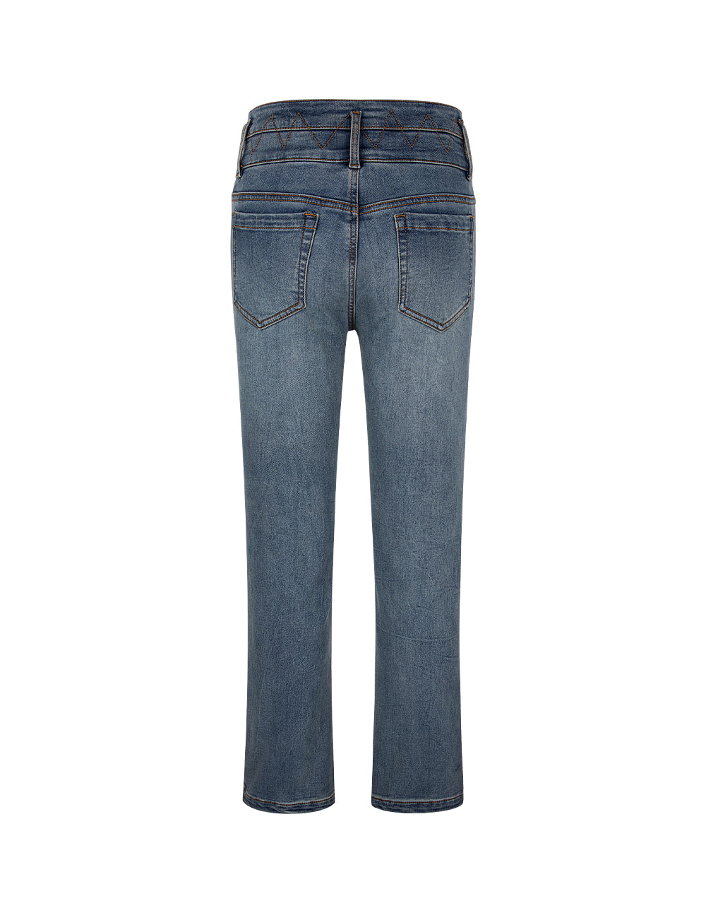 MARYLING High Waist Slit Straight Denim Blue Jeans