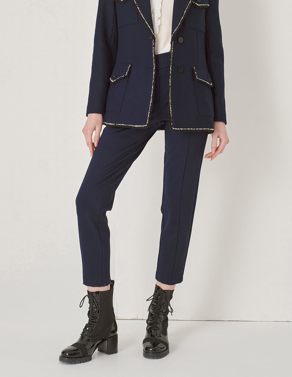 MARYLING Dark Blue Classic Fit Stretch Pants