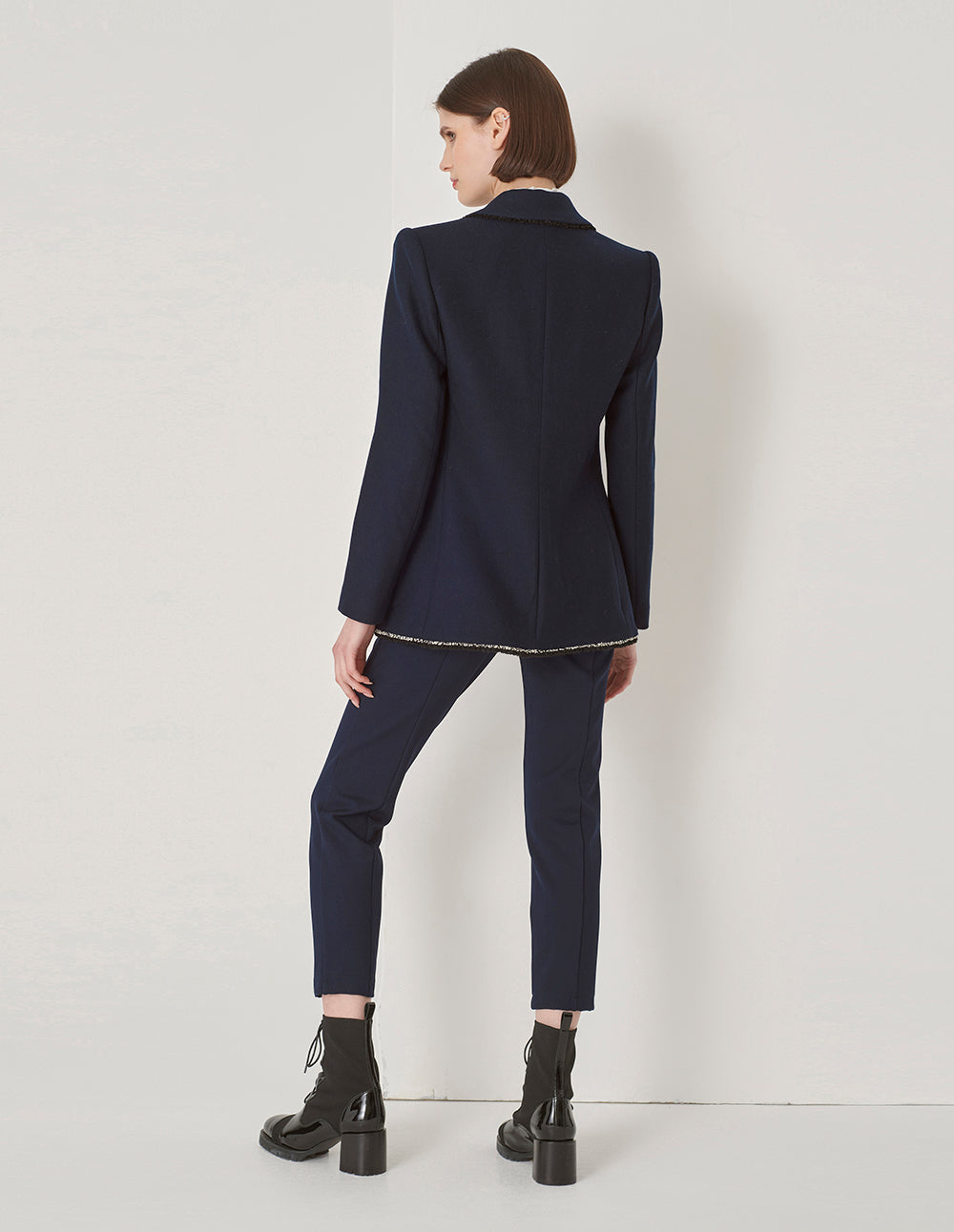 MARYLING Dark Blue Classic Fit Stretch Pants