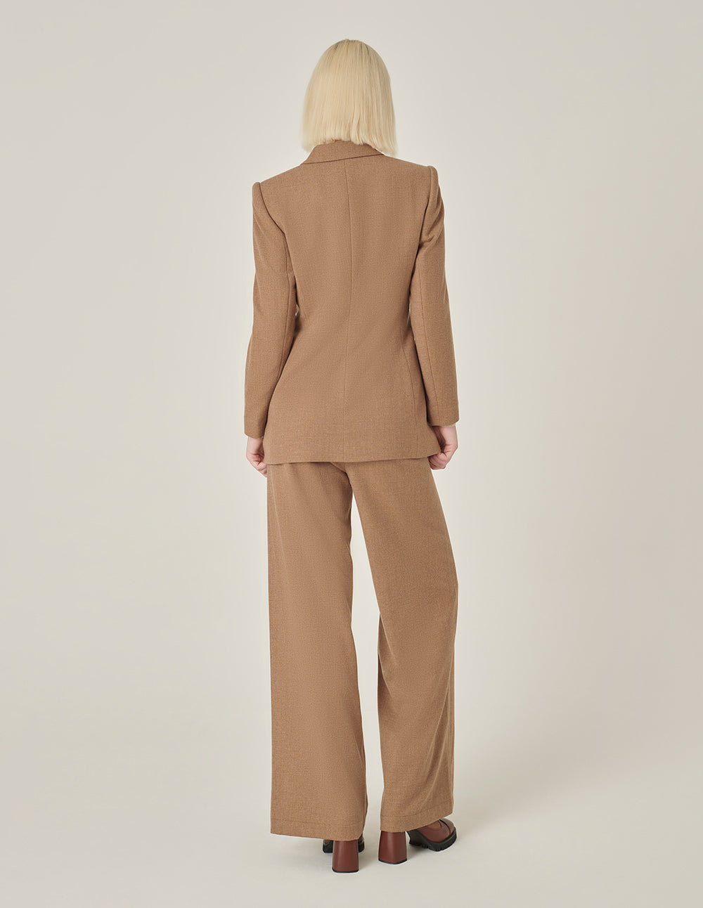 MARYLING Camel Wool High-Waist Straight-Leg Pants