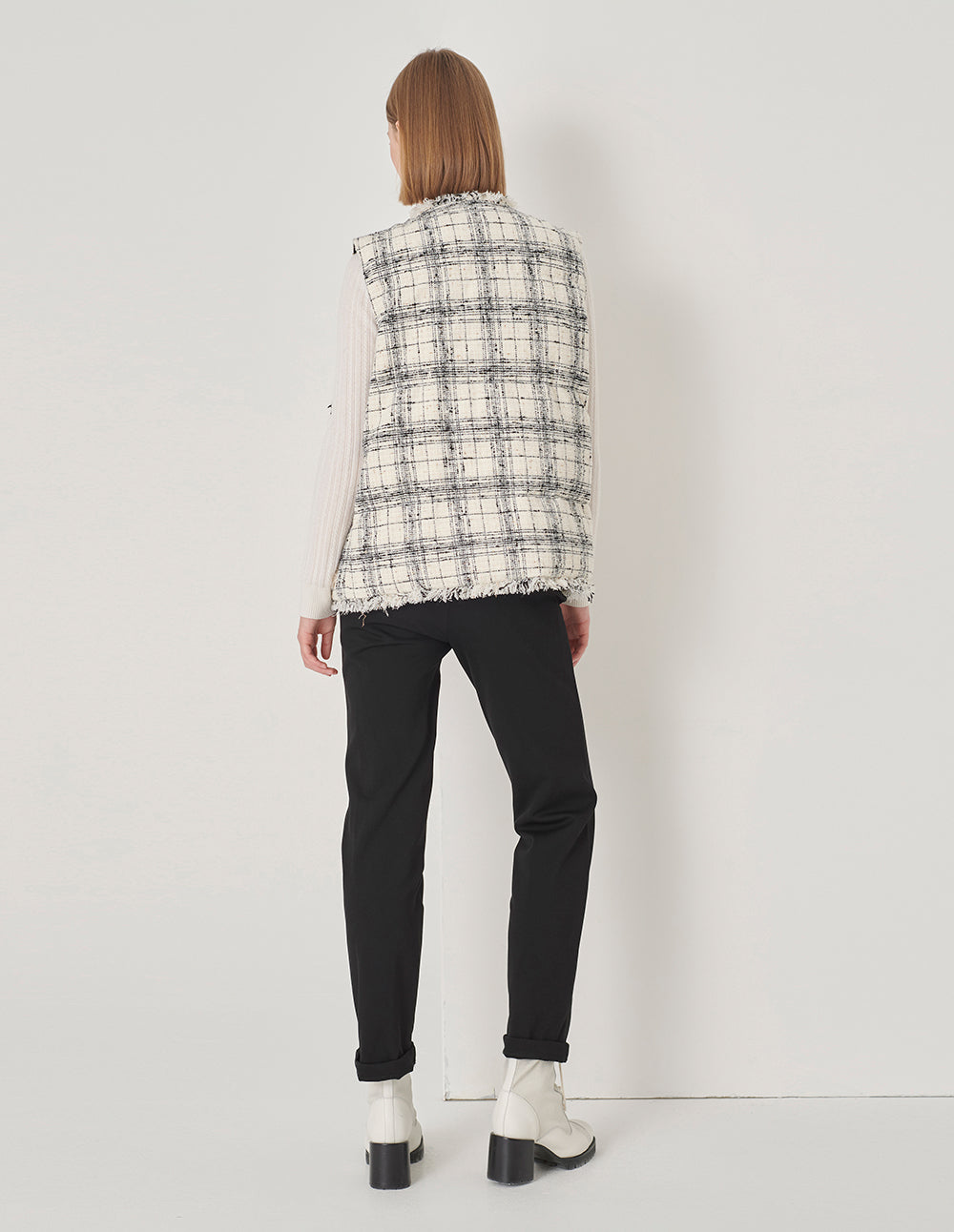 MARYLING Black Stretch Fleece Straight-Leg Trousers