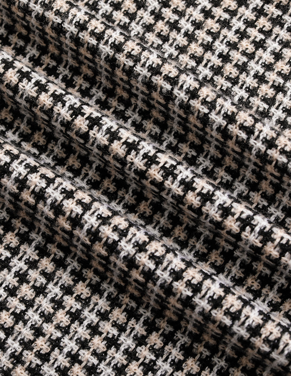 MARYLING Black And White Houndstooth Knitted Straight Wide-Leg Pants