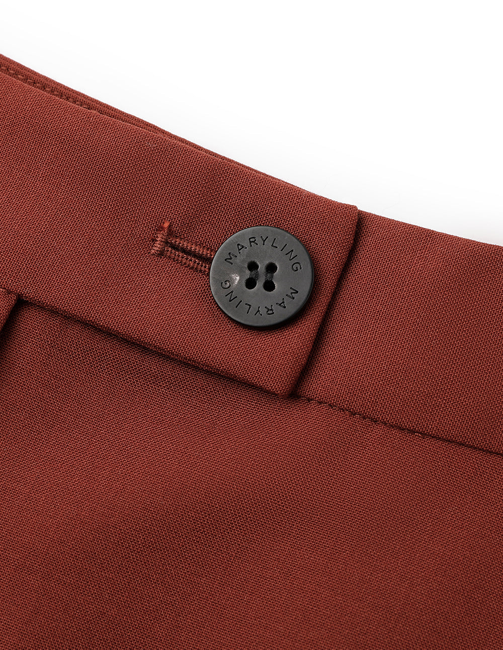 MARYLING Brick Red Mid-Rise Slanted Pocket Shorts